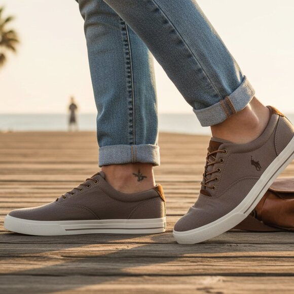 Polo Ralph Lauren Vaughn Men’s Leather Sneakers Size 9 - Picture 7 of 8